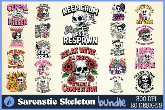 Sarcastic Skeleton SVG Bundle for Crafts and Graphics