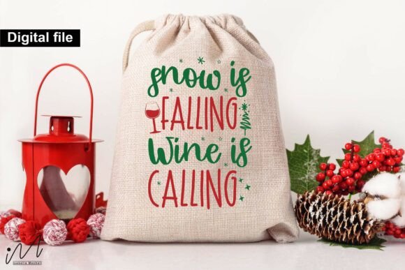 Snow is Falling Wine is Calling Wine Bag