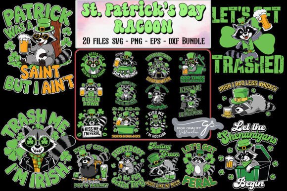 St. Patrick’s Day Raccoon SVG Bundle for Crafts and Graphics