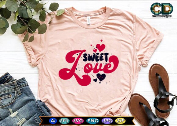 SWEET LOVE Free Valentines Day T-shirt Graphics for Crafts